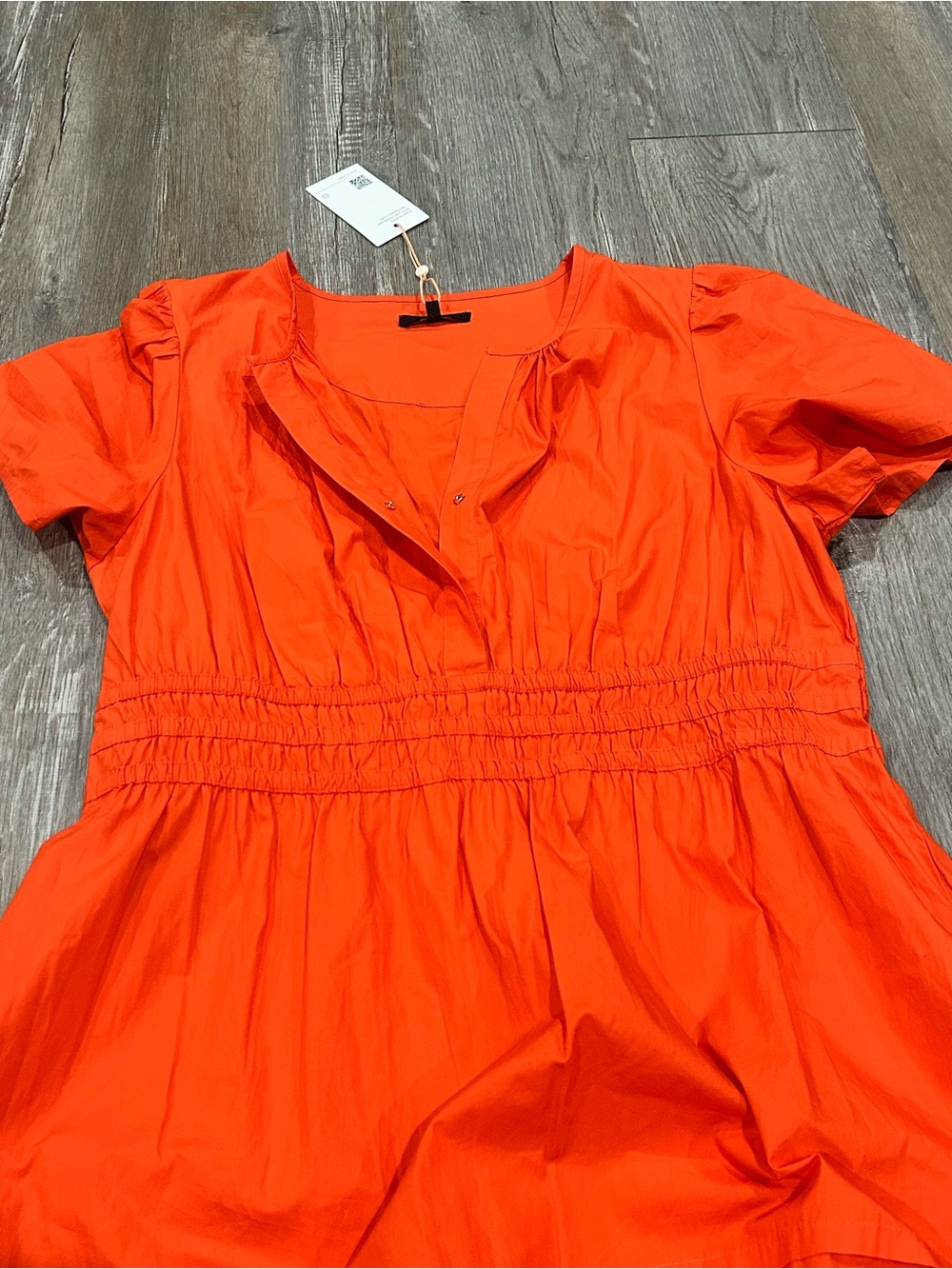 Quince 100% Organic Cotton Poplin Tiered Maxi Dress Vermillon Red L - Picture 7 of 14